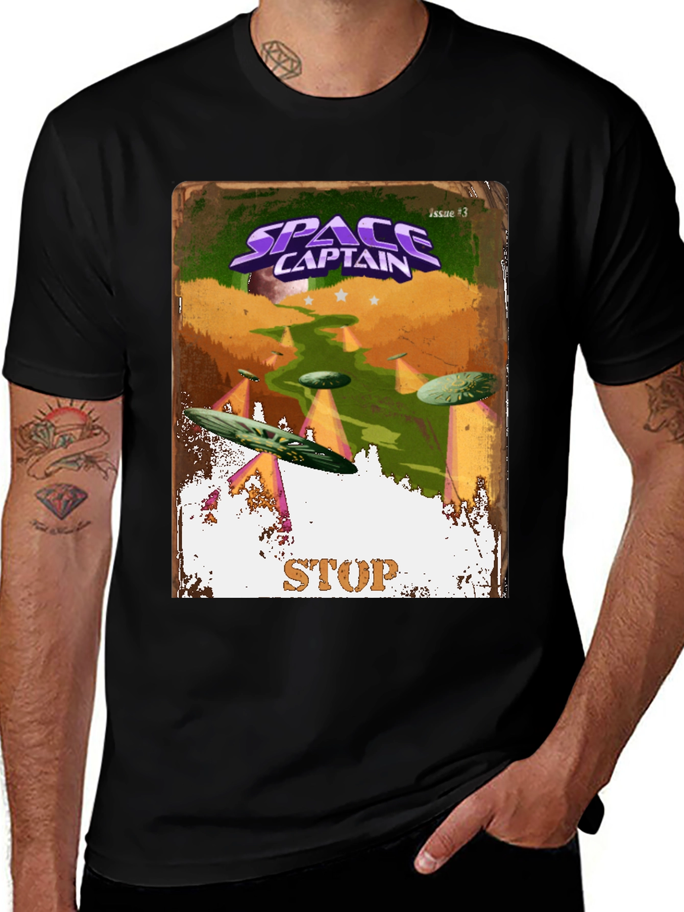 Space Captain Retro Sci-Fi Comic Cover T-Shirt