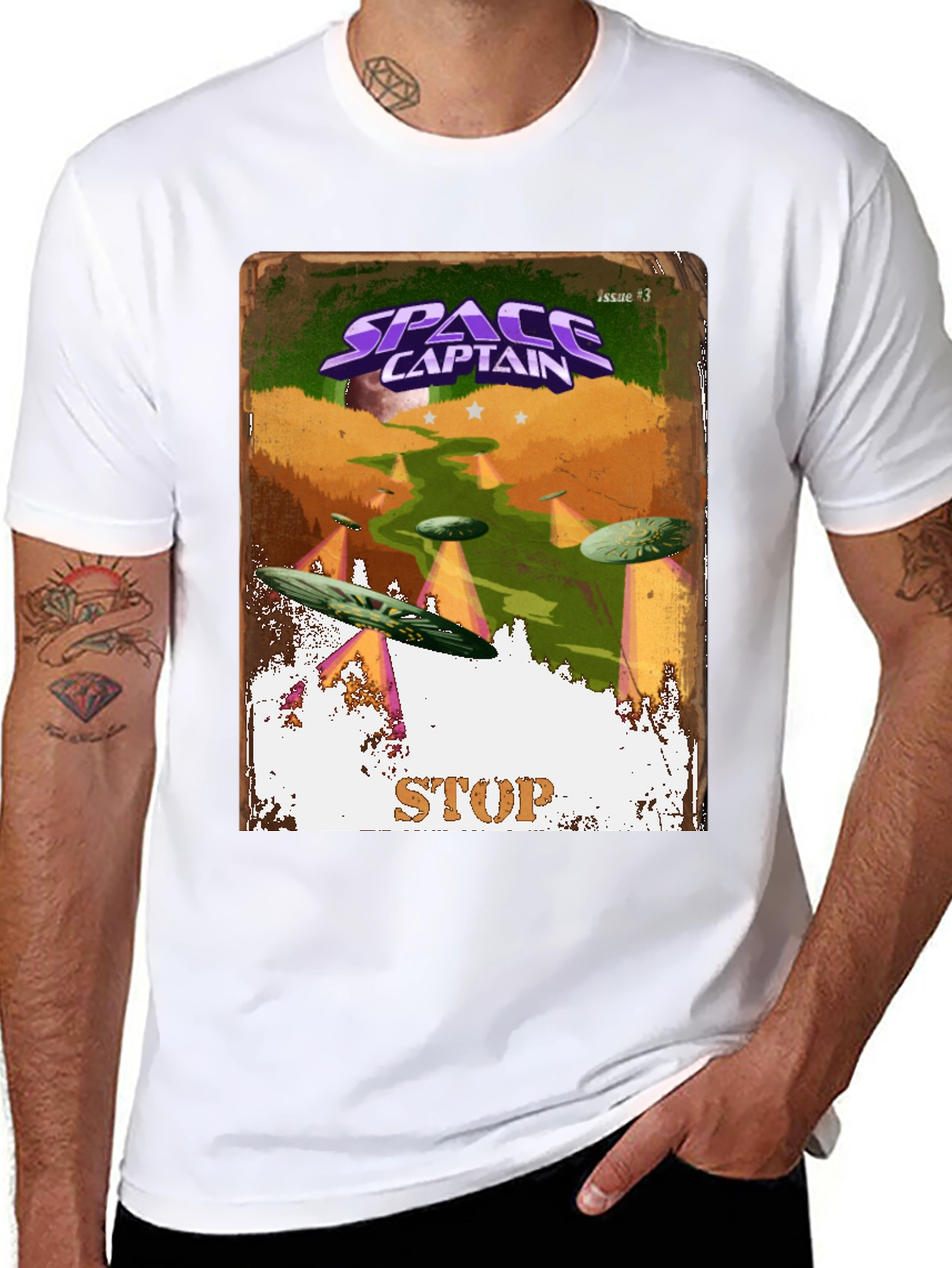 Space Captain Retro Sci-Fi Comic Cover T-Shirt