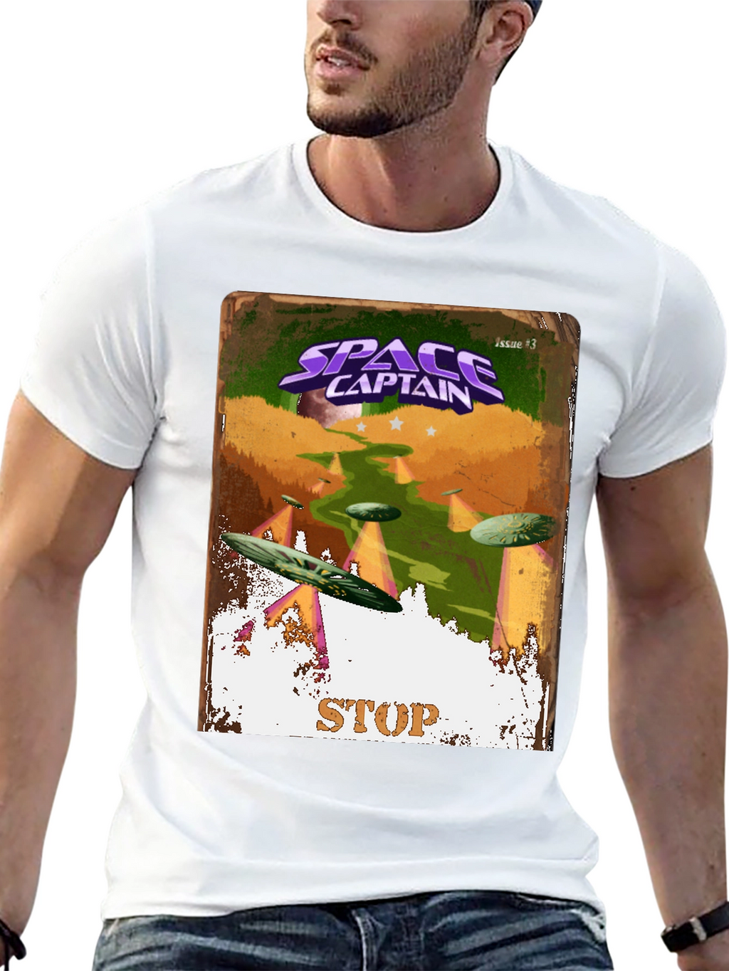 Space Captain Retro Sci-Fi Comic Cover T-Shirt