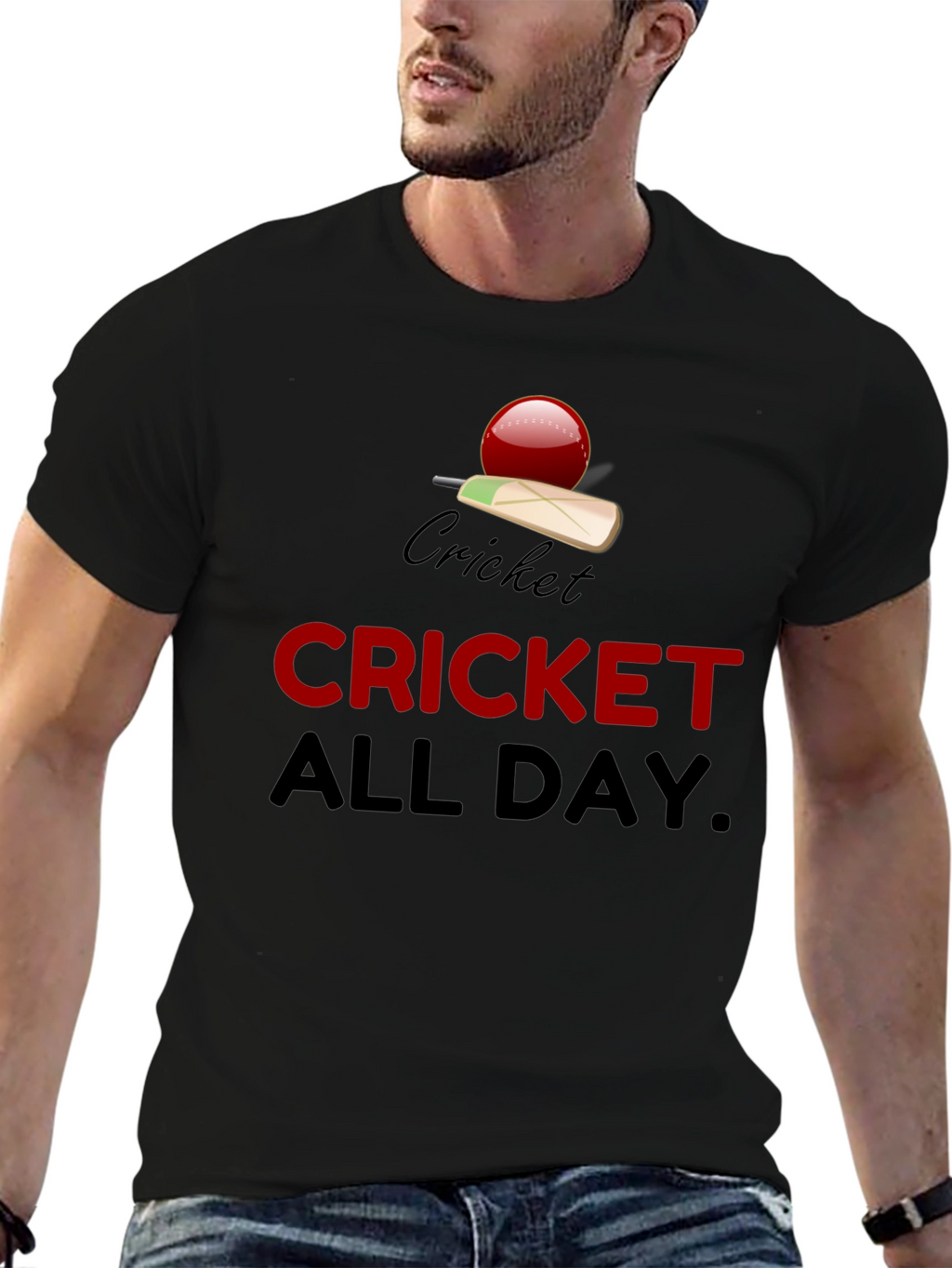 Cricket All Day Mens Black Graphic Tee