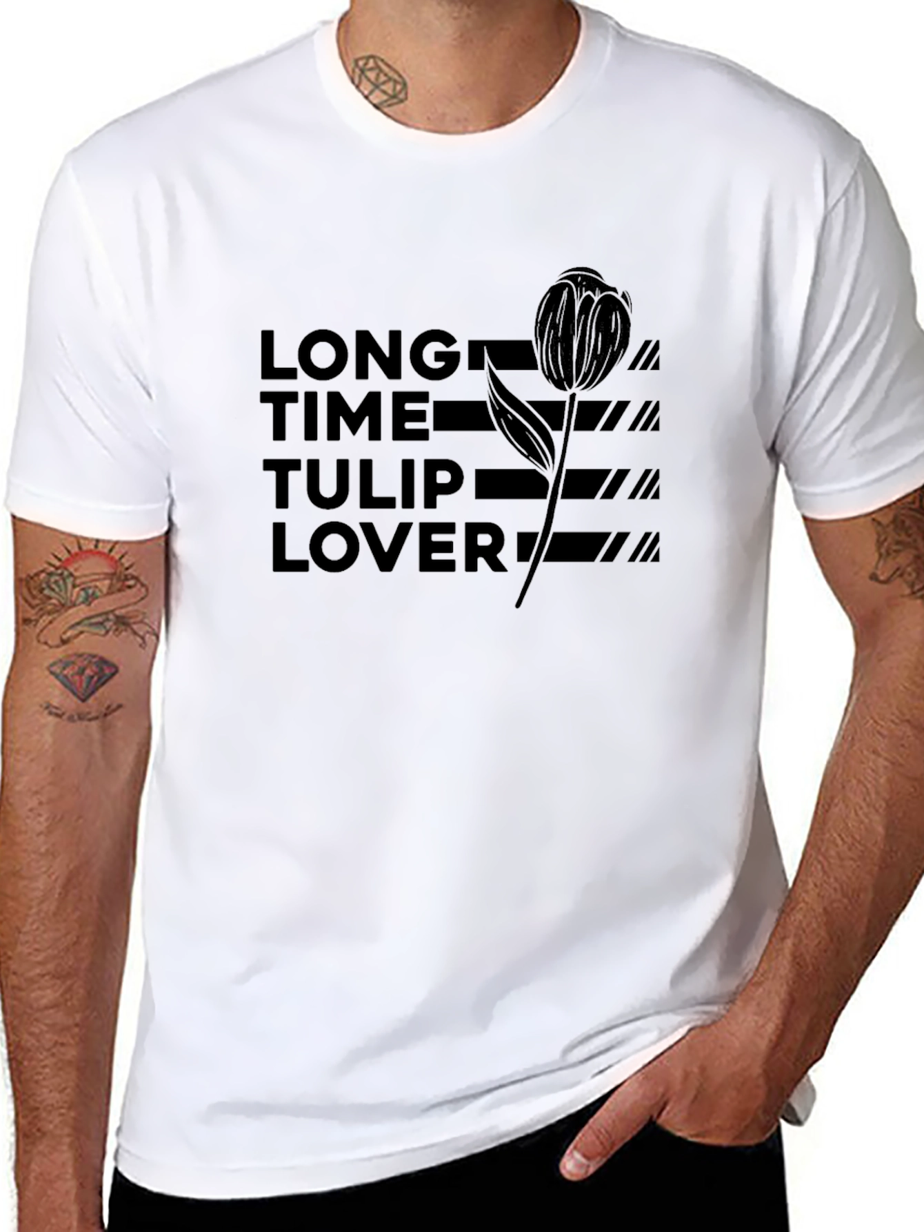Long Time Tulip Lover Black Graphic Tee