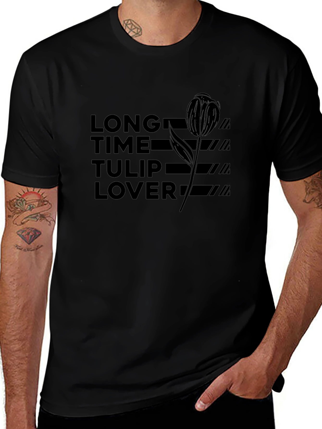 Long Time Tulip Lover Black Graphic Tee