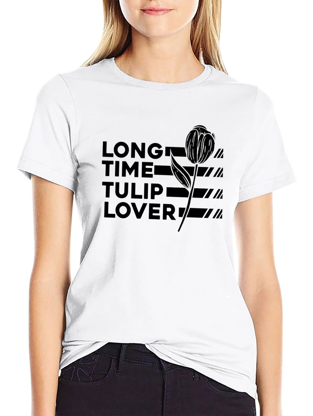 Long Time Tulip Lover Black Graphic Tee