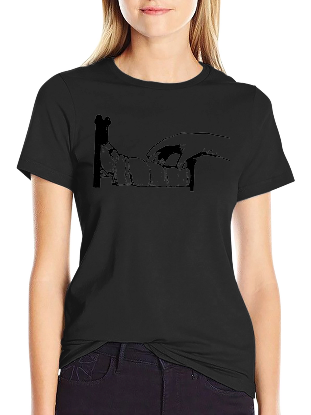Humorous Hand-Bed T-Shirt