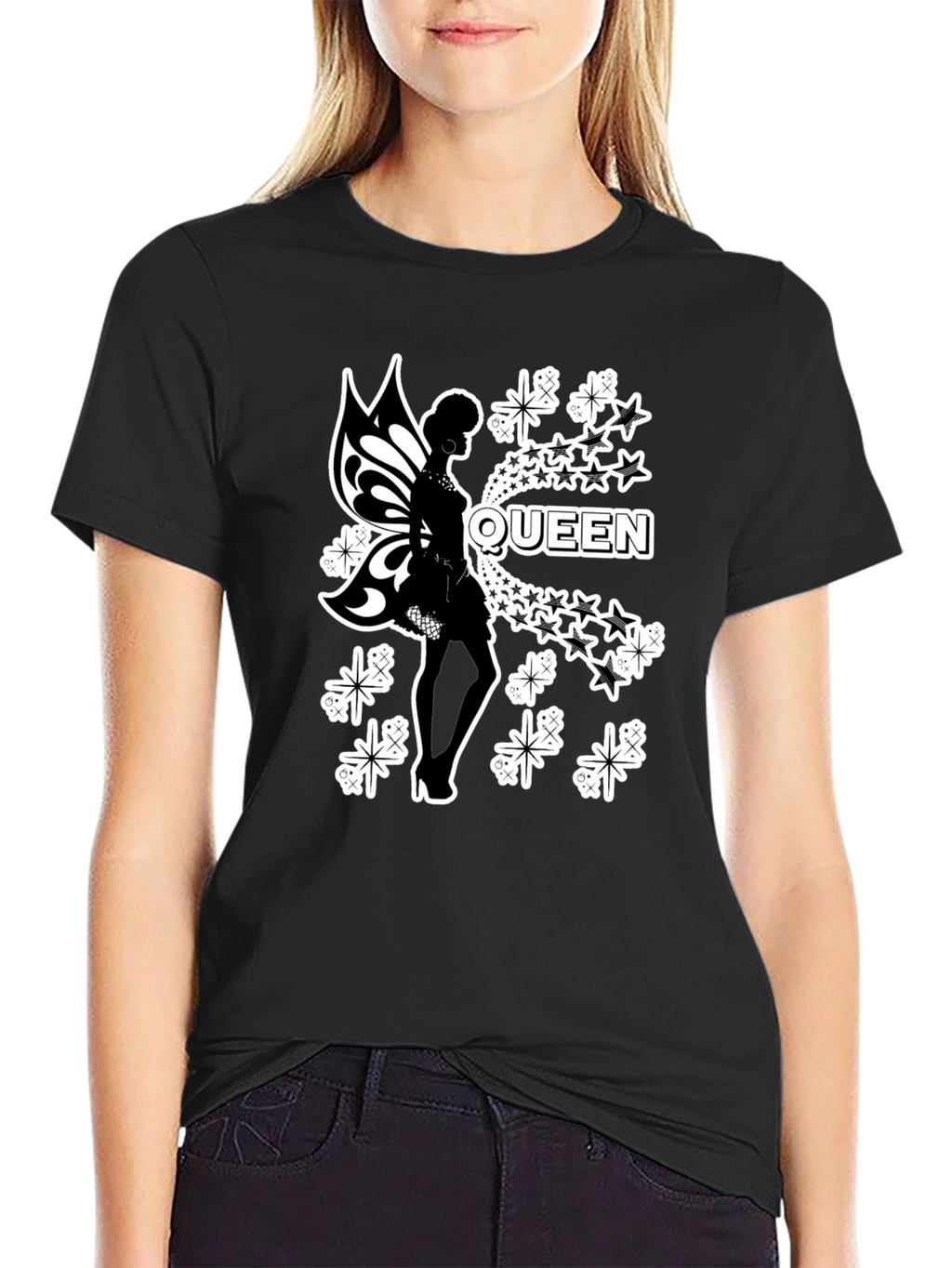 Queen Fairy Graphic Black T-Shirt