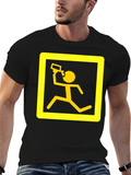 Funny Running Man Drinking T-Shirt - Black