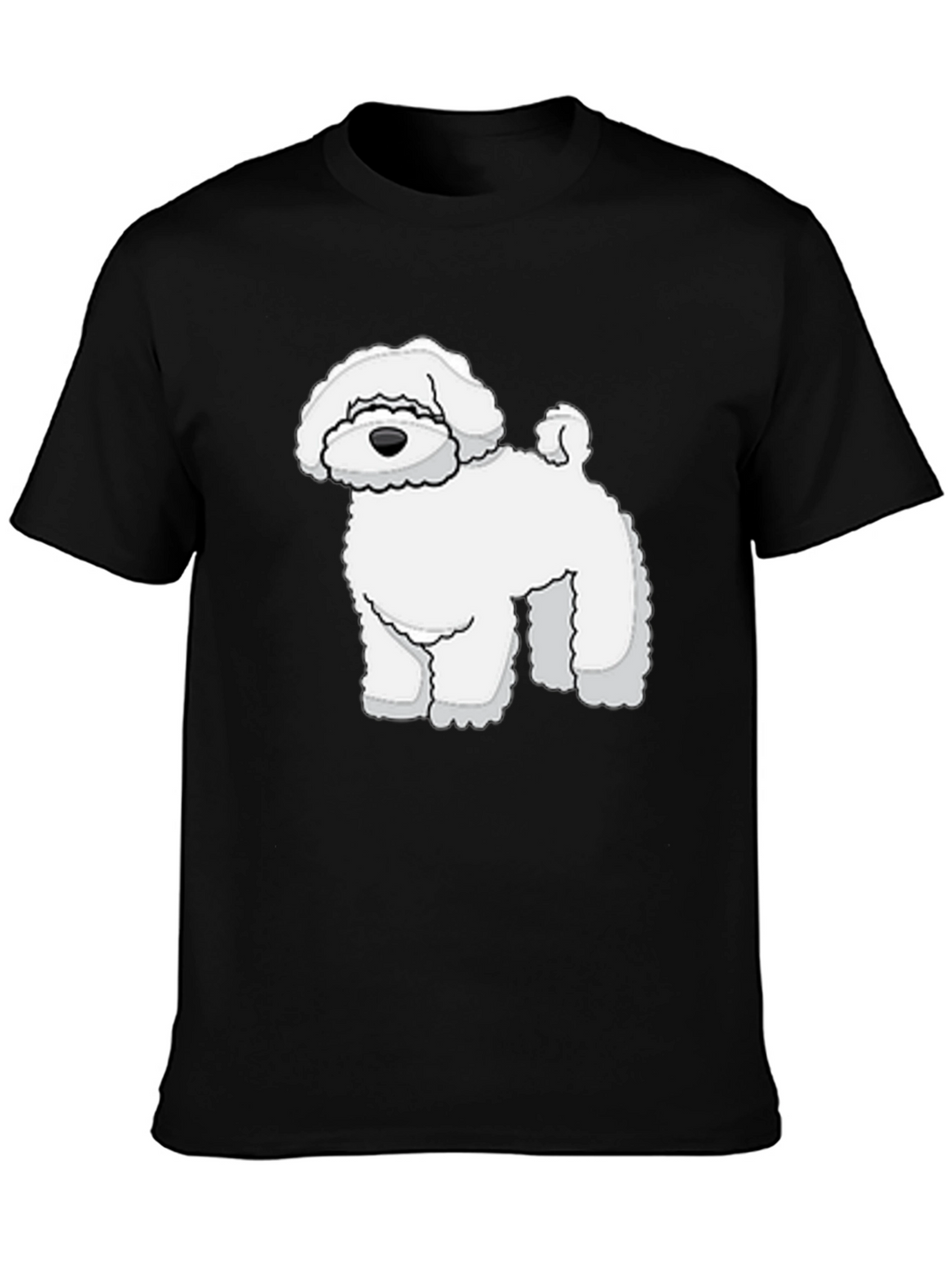 Black T-Shirt with White Dog Graphic