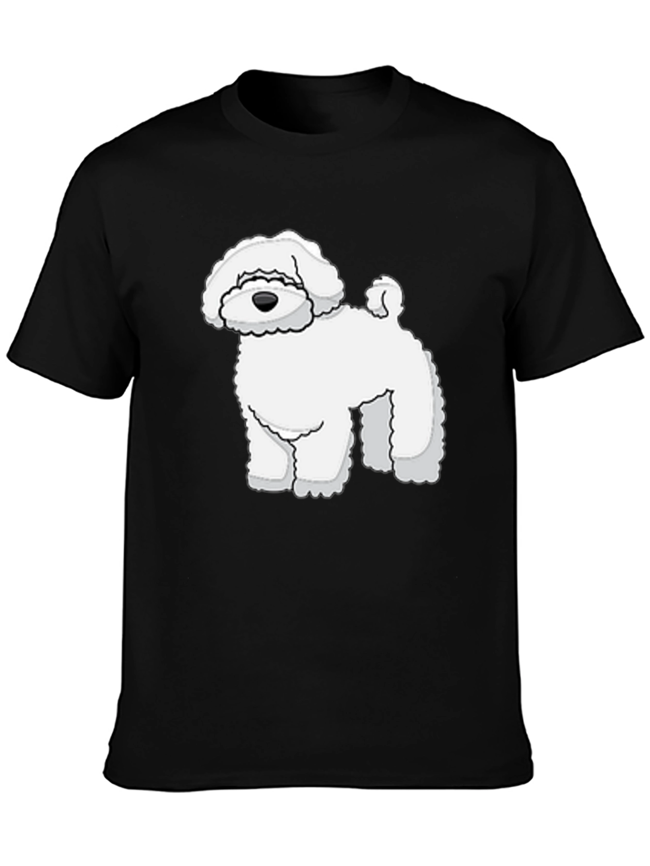 Black T-Shirt with White Dog Graphic