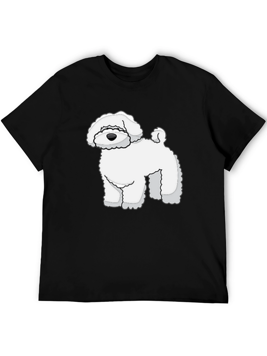 Black T-Shirt with White Dog Graphic