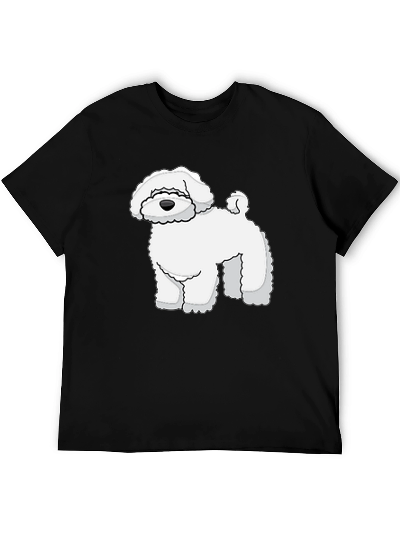 Black T-Shirt with White Dog Graphic