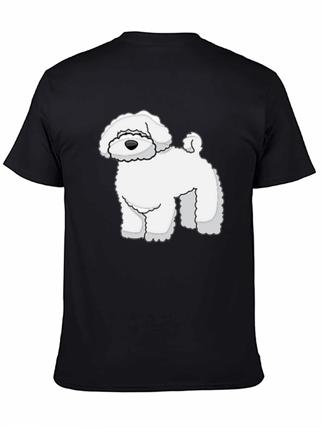 Black T-Shirt with White Dog Graphic