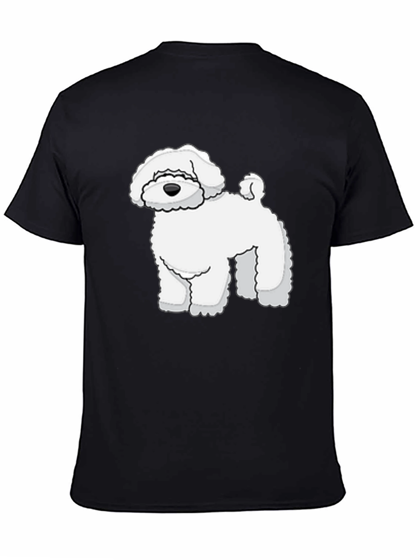 Black T-Shirt with White Dog Graphic