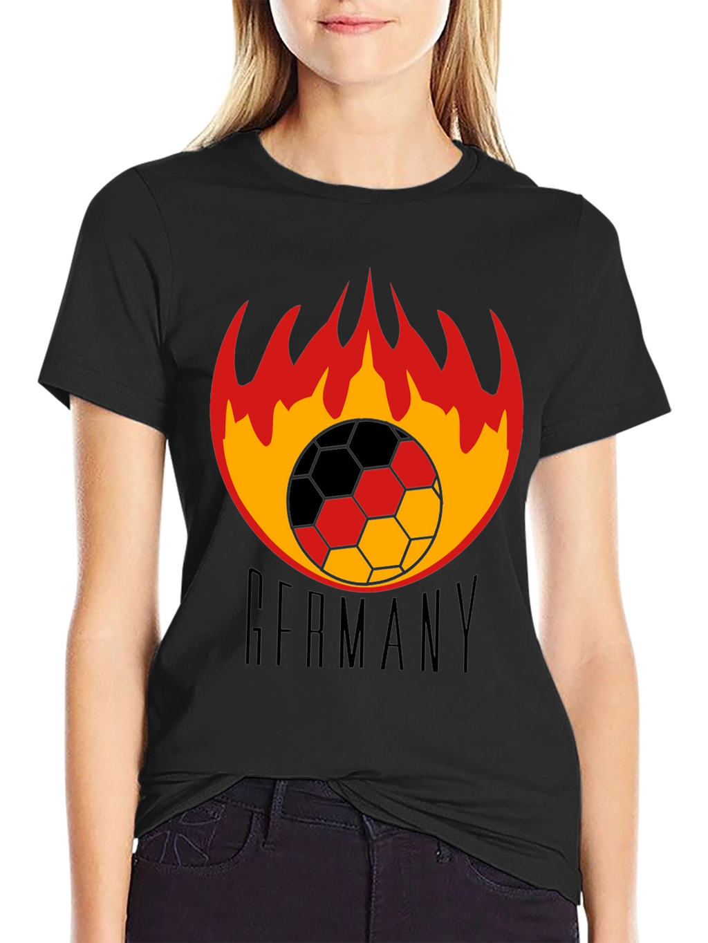 Germany Soccer T-Shirt - Flaming Football Design