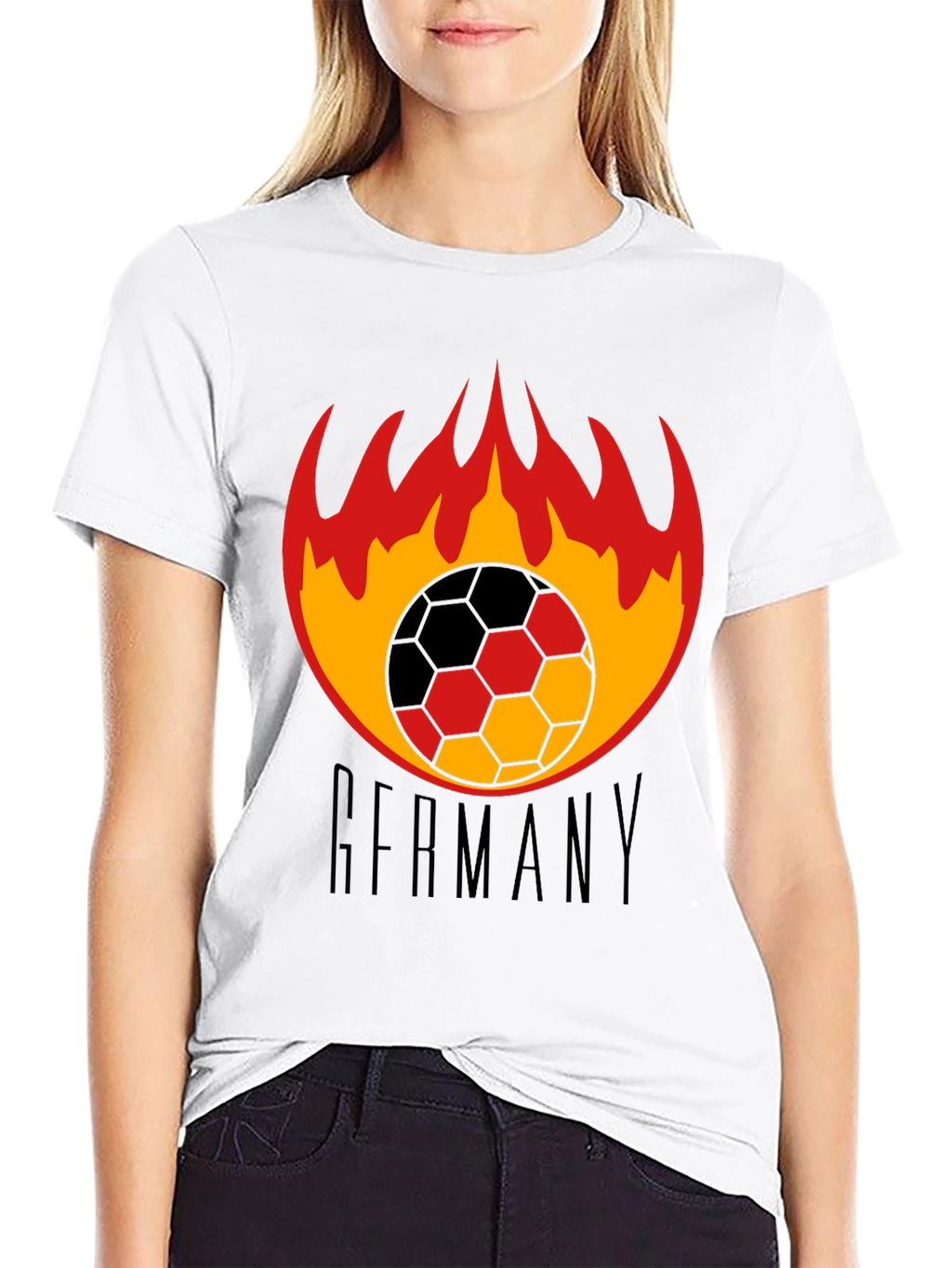 Germany Soccer T-Shirt - Flaming Football Design