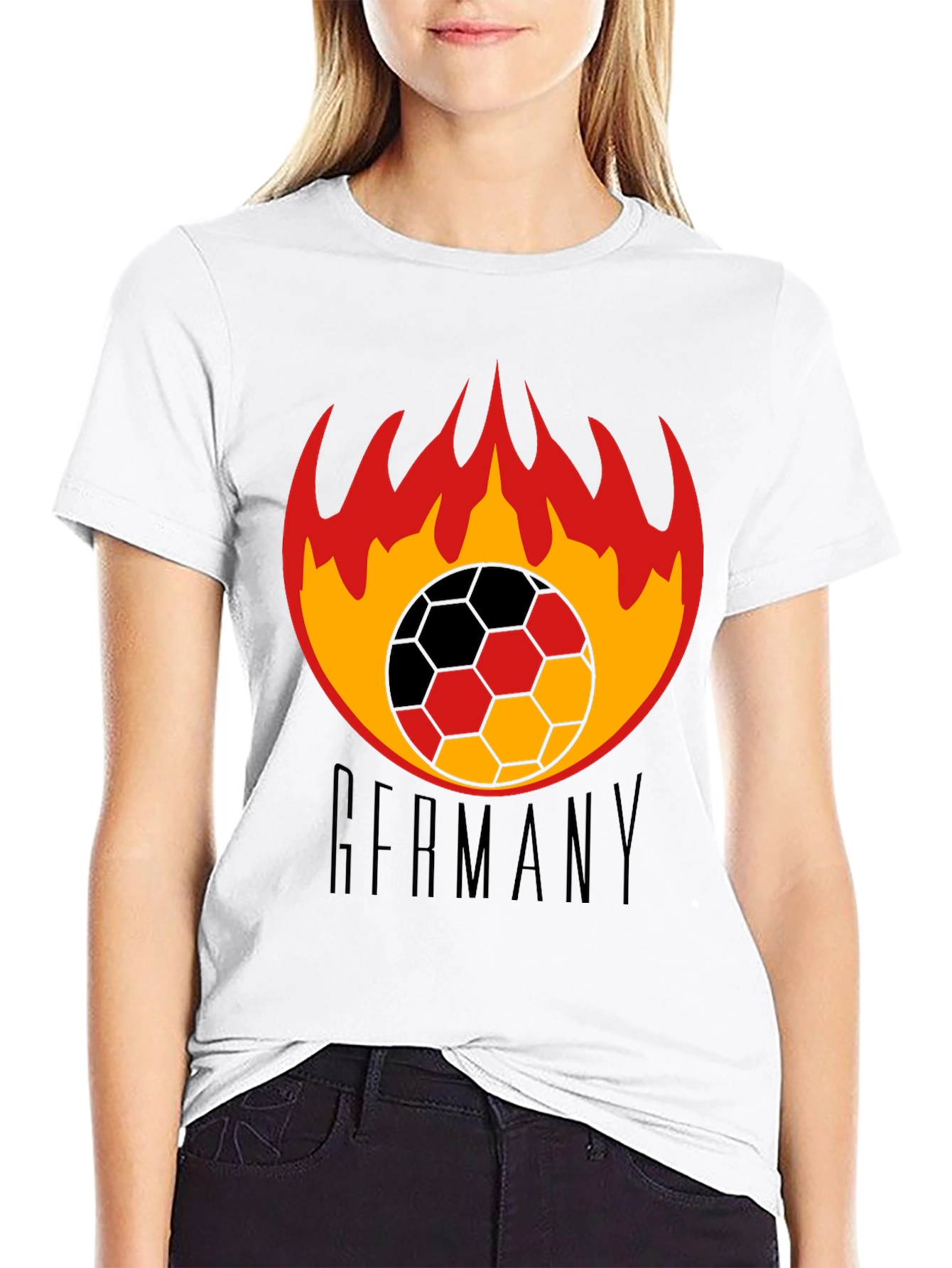 Germany Soccer T-Shirt - Flaming Football Design