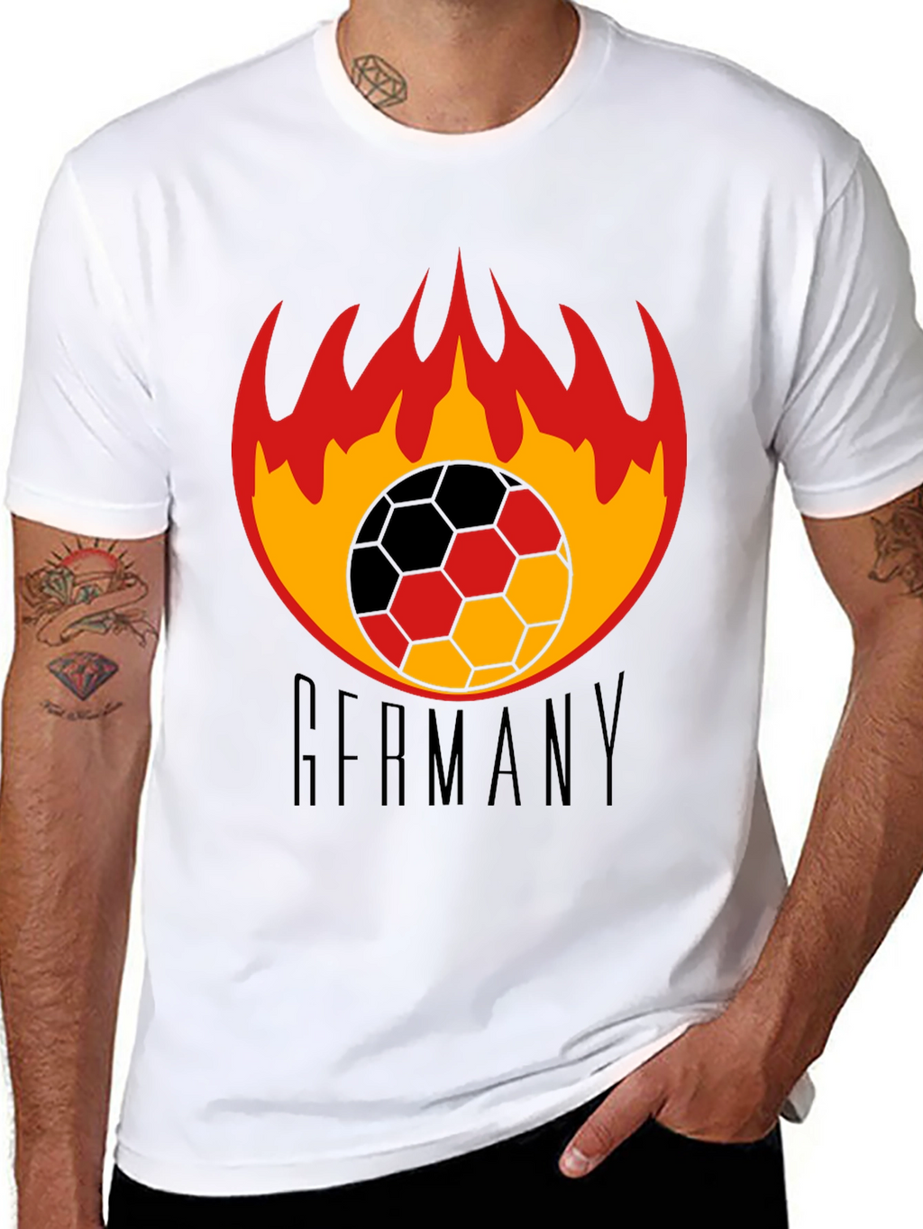 Germany Soccer T-Shirt - Flaming Football Design