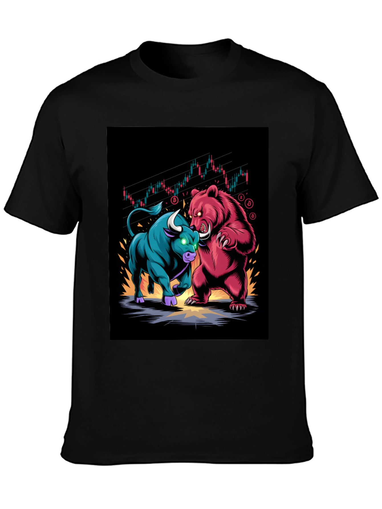 Bull vs Bear Graphic Tee - Crypto Stock Market