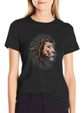 Lion Graphic Black T-Shirt - Bold Artistic Design