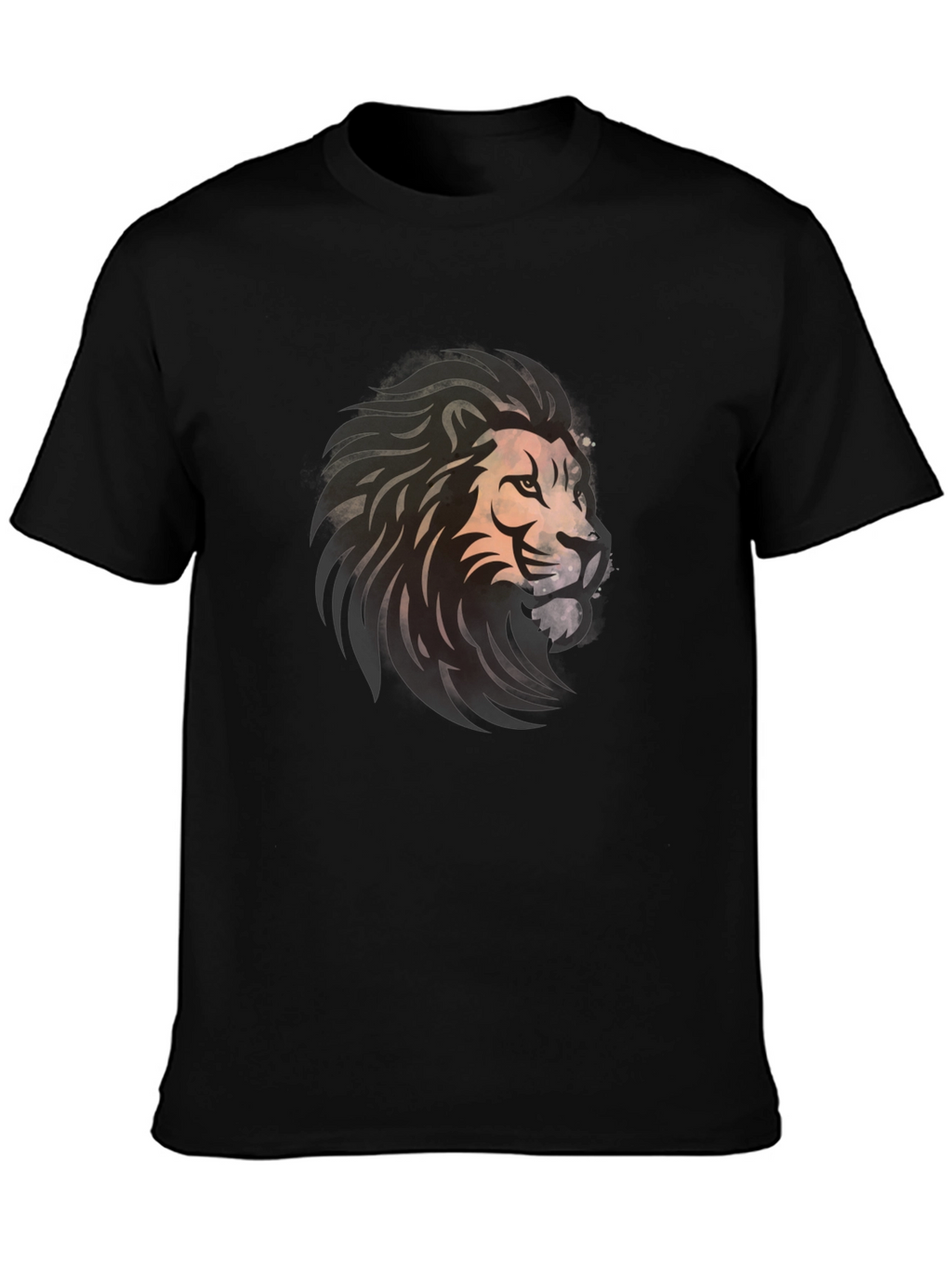 Lion Graphic Black T-Shirt - Bold Artistic Design