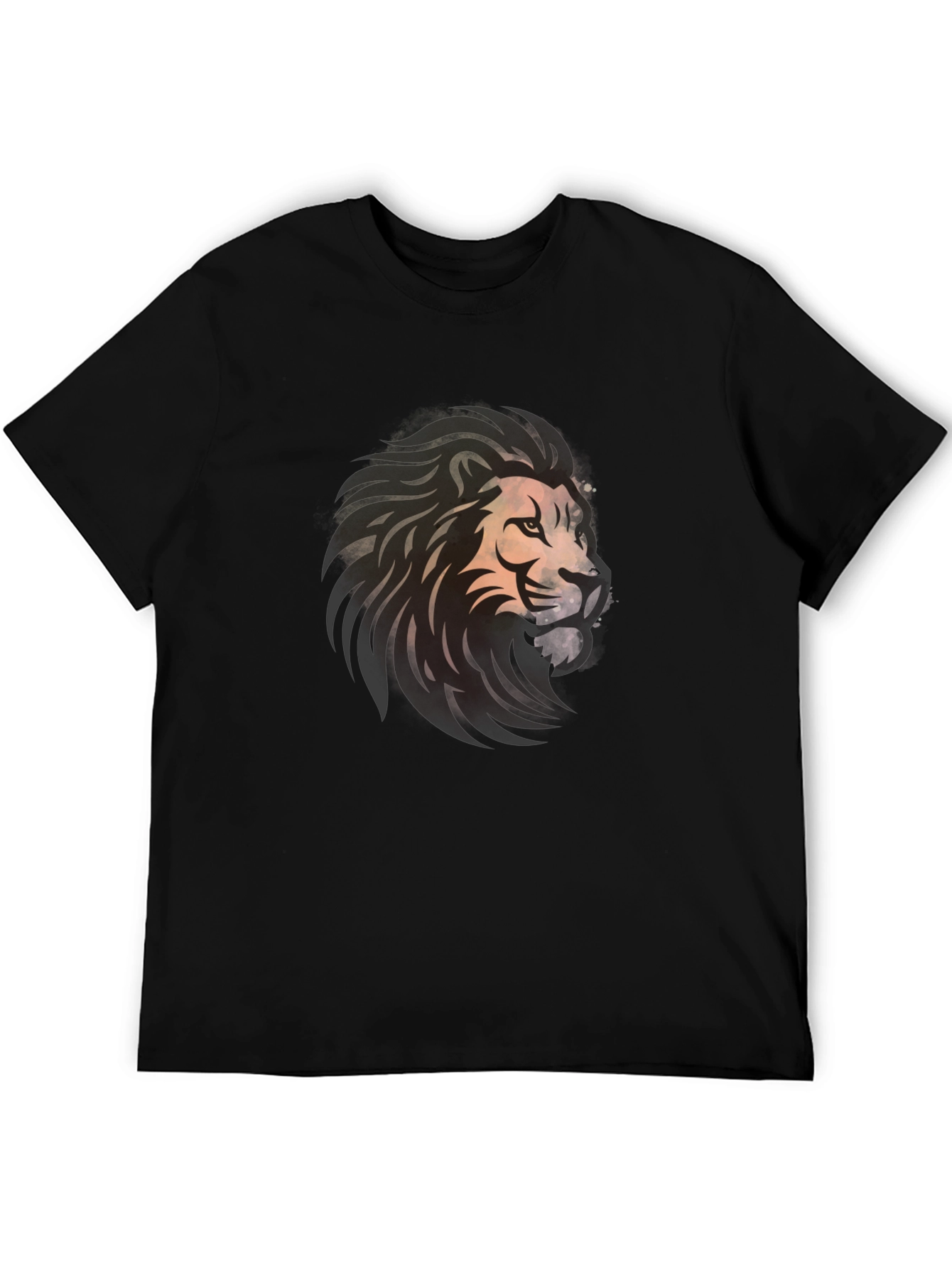 Lion Graphic Black T-Shirt - Bold Artistic Design