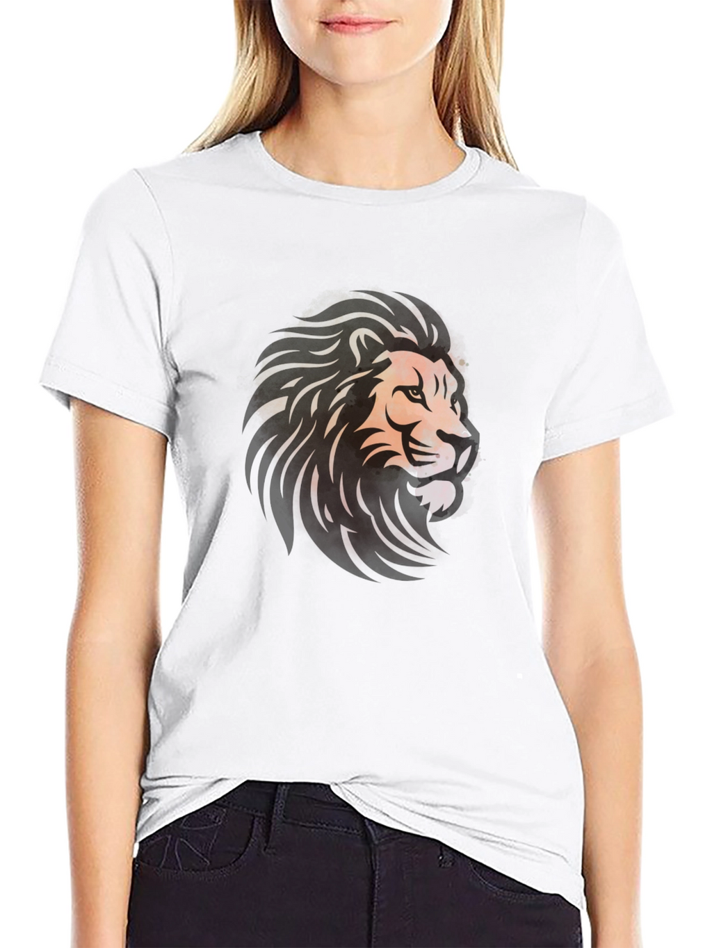 Lion Graphic Black T-Shirt - Bold Artistic Design