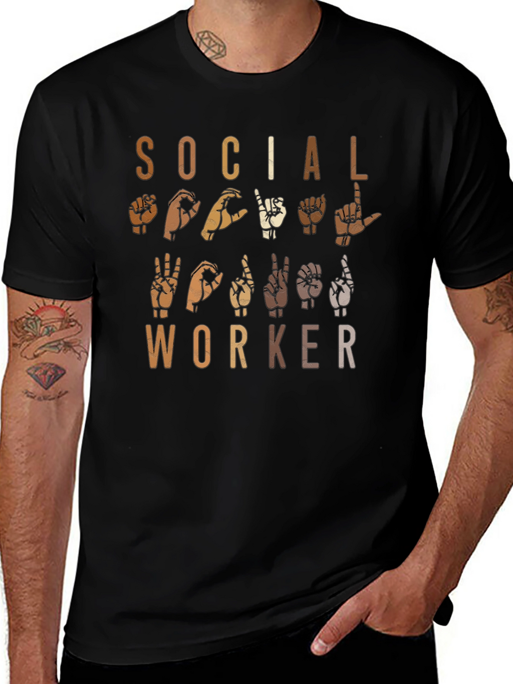 Social Worker Sign Language Graphic Tee