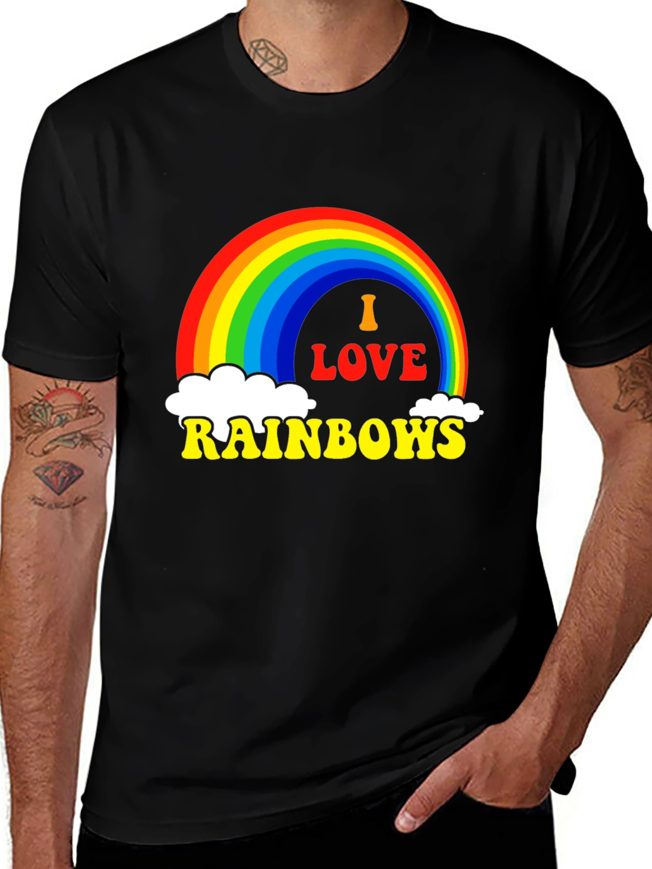 I Love Rainbows Graphic Tee - Black Pride T-Shirt