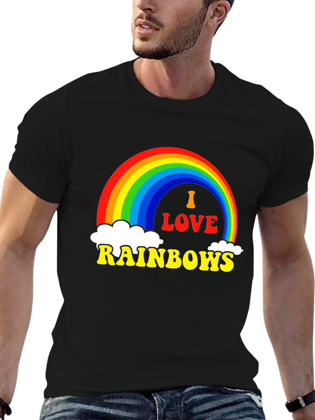 I Love Rainbows Graphic Tee - Black Pride T-Shirt