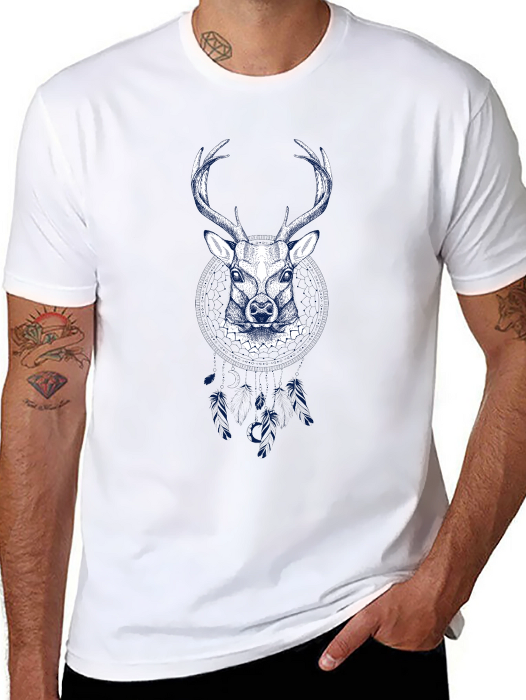 Mens Deer Graphic Tee - Black