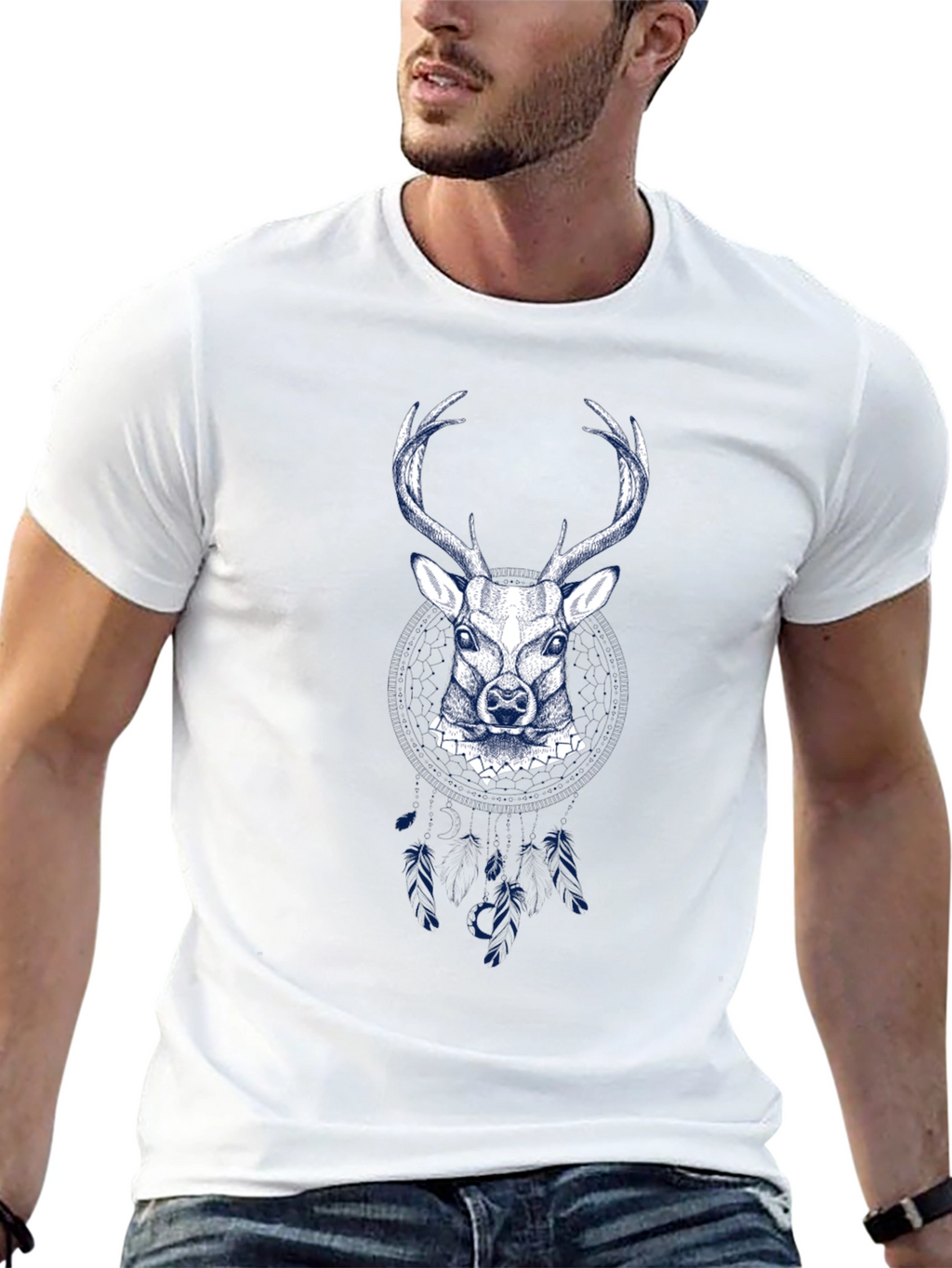 Mens Deer Graphic Tee - Black