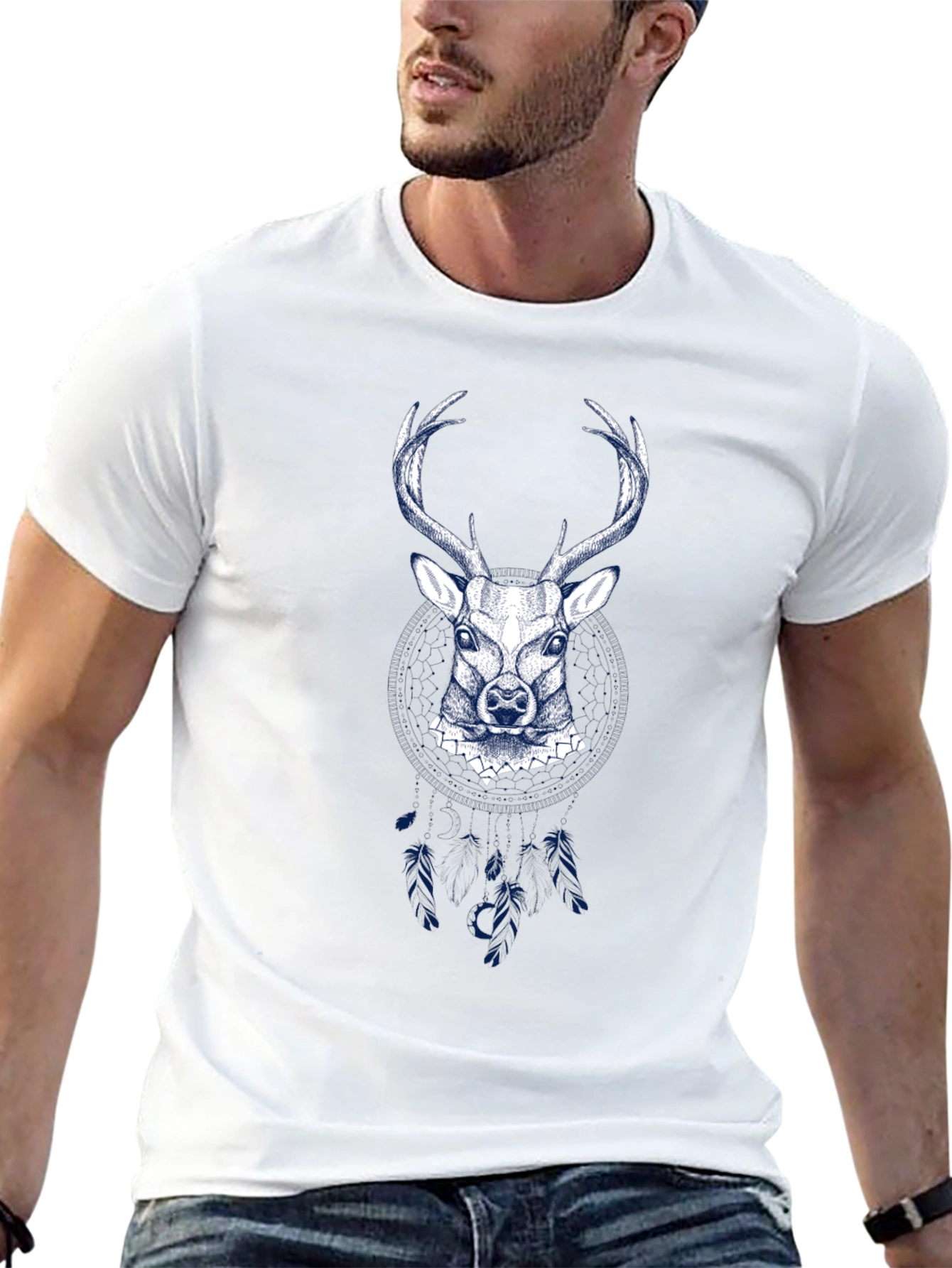 Mens Deer Graphic Tee - Black