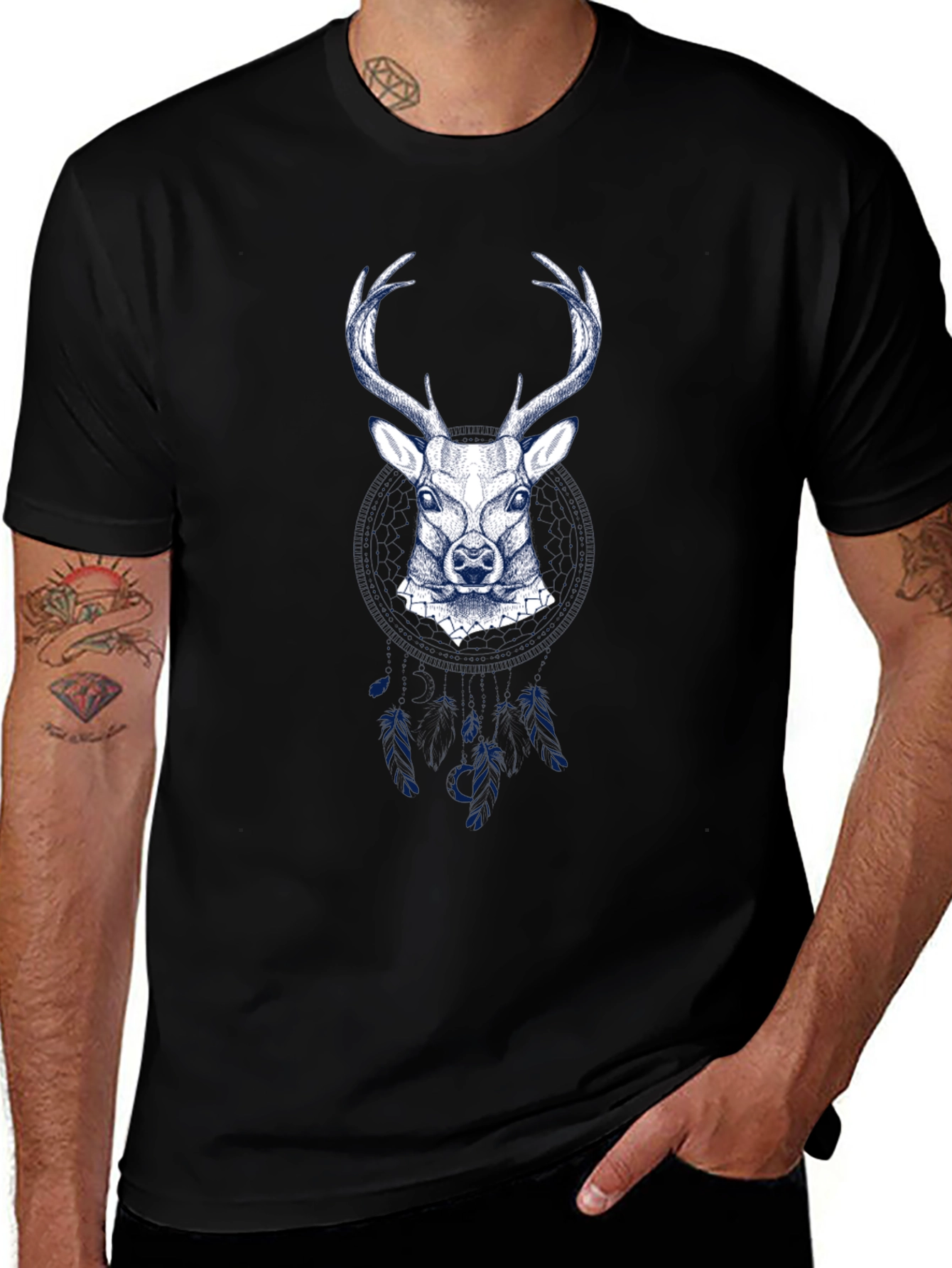Mens Deer Graphic Tee - Black