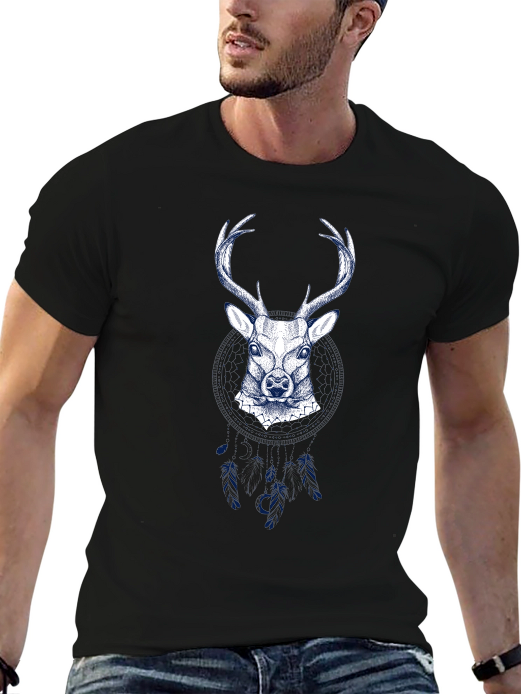 Mens Deer Graphic Tee - Black