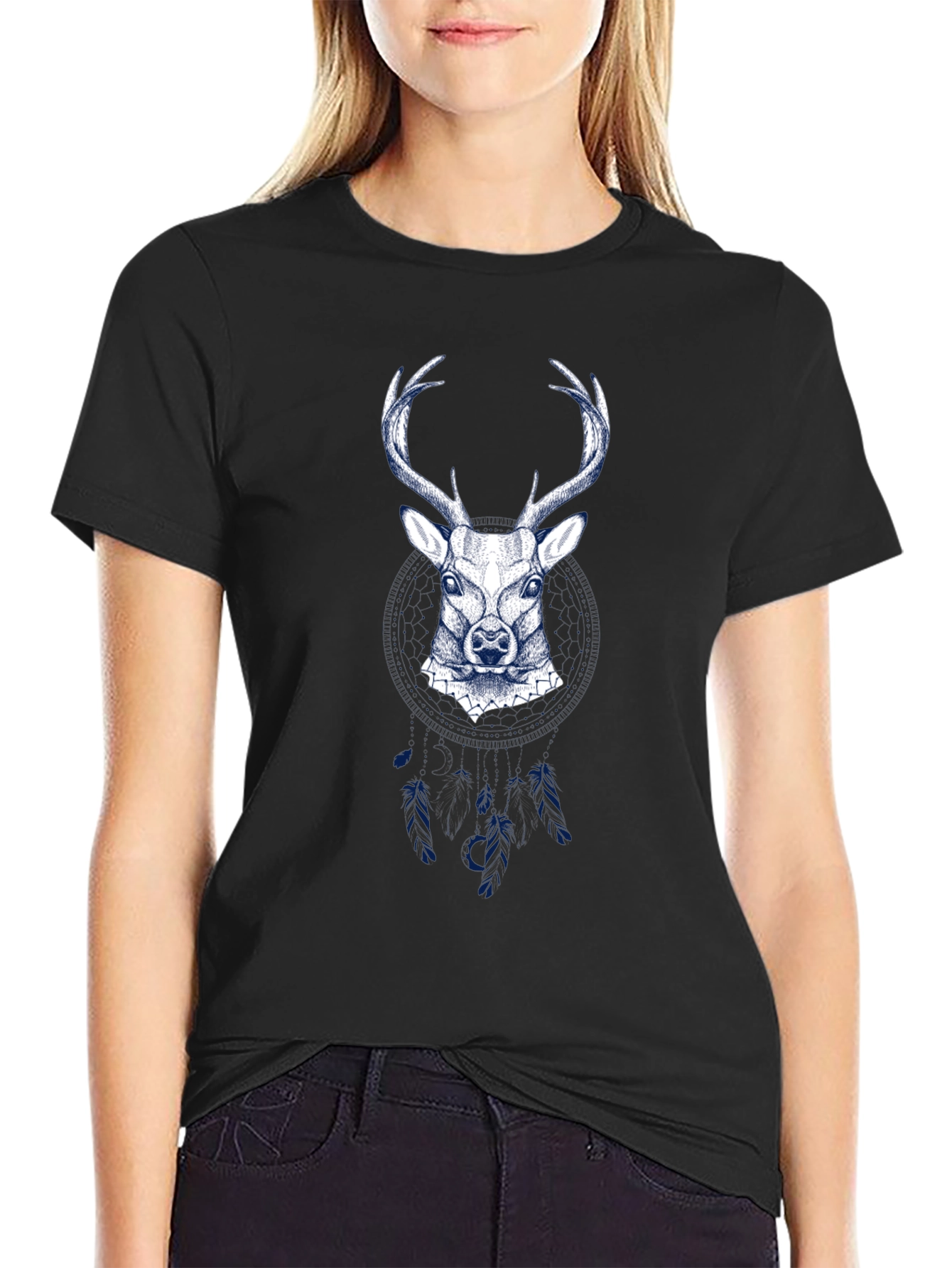 Mens Deer Graphic Tee - Black