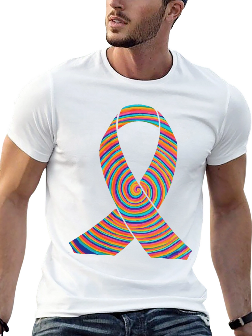 Rainbow Ribbon Graphic T-Shirt