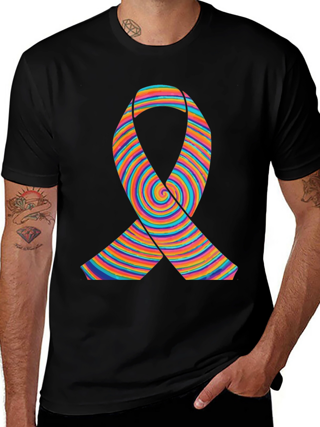 Rainbow Ribbon Graphic T-Shirt