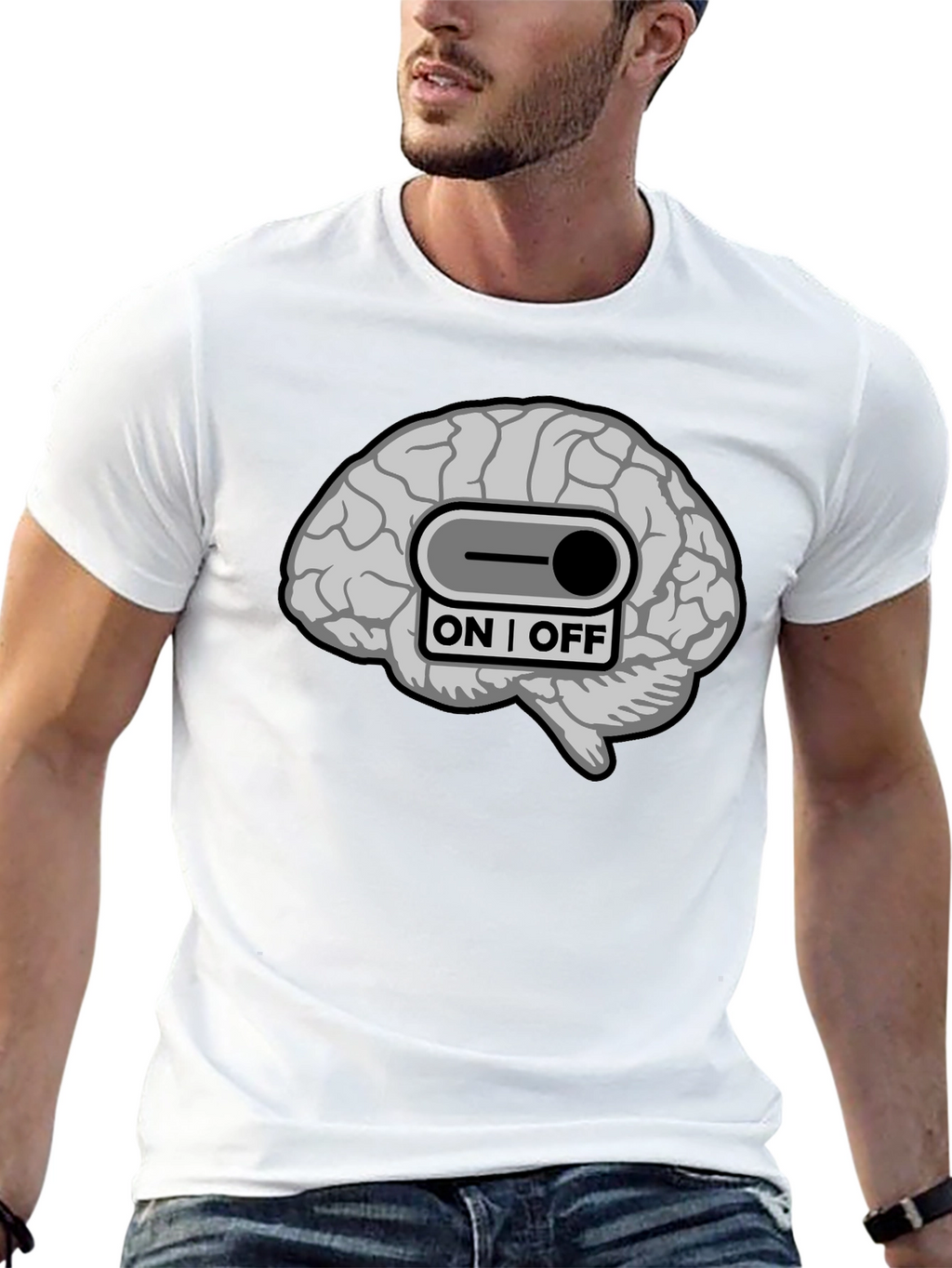 Brain On/Off Switch Graphic T-Shirt - Mens