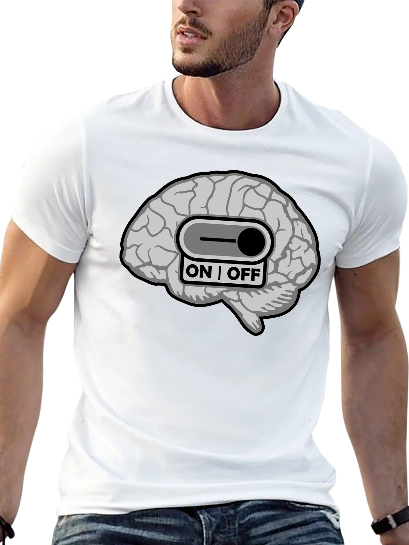 Brain On/Off Switch Graphic T-Shirt - Mens