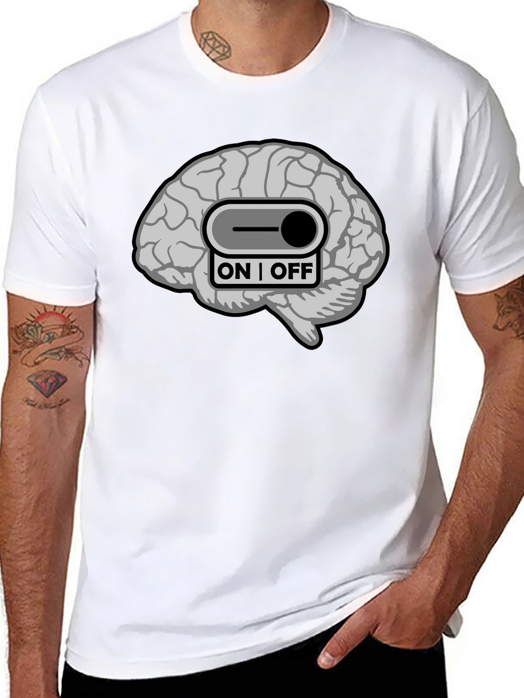 Brain On/Off Switch Graphic T-Shirt - Mens