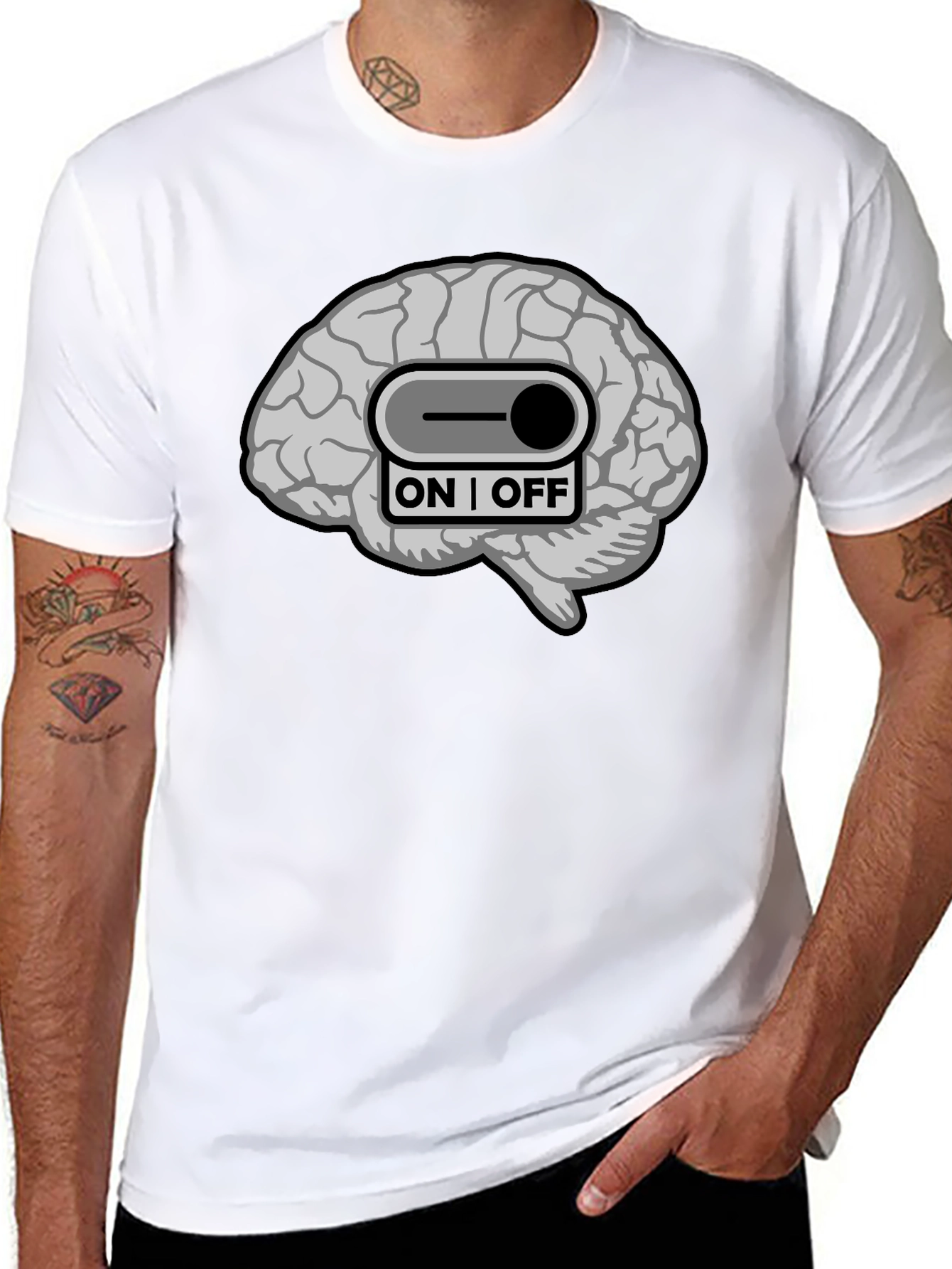 Brain On/Off Switch Graphic T-Shirt - Mens