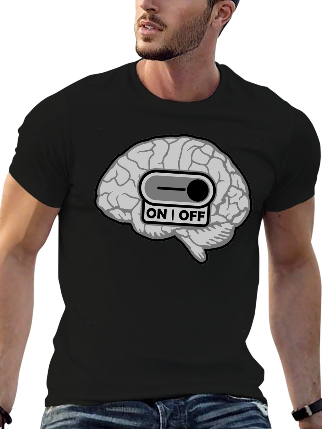 Brain On/Off Switch Graphic T-Shirt - Mens