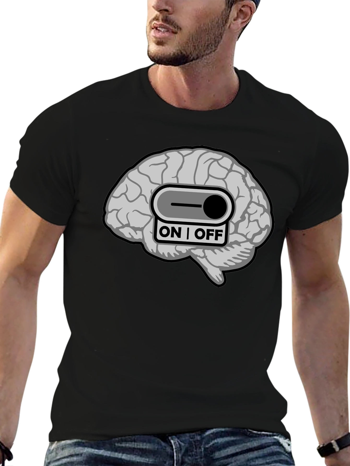 Brain On/Off Switch Graphic T-Shirt - Mens