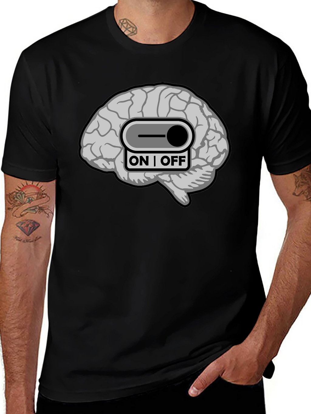 Brain On/Off Switch Graphic T-Shirt - Mens