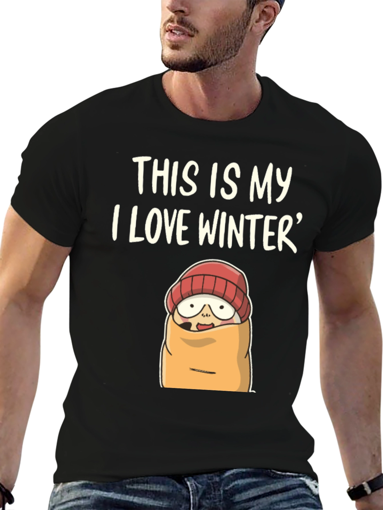 Funny Winter T-Shirt: I Love Winter Cartoon Graphic Tee