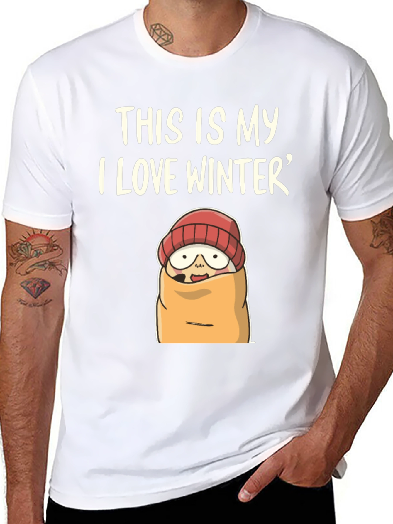 Funny Winter T-Shirt: I Love Winter Cartoon Graphic Tee