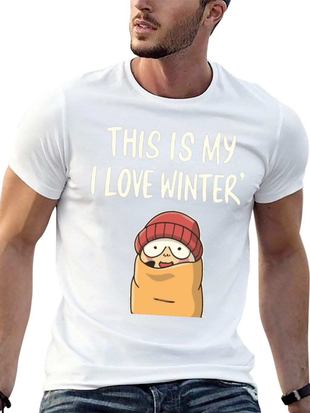 Funny Winter T-Shirt: I Love Winter Cartoon Graphic Tee