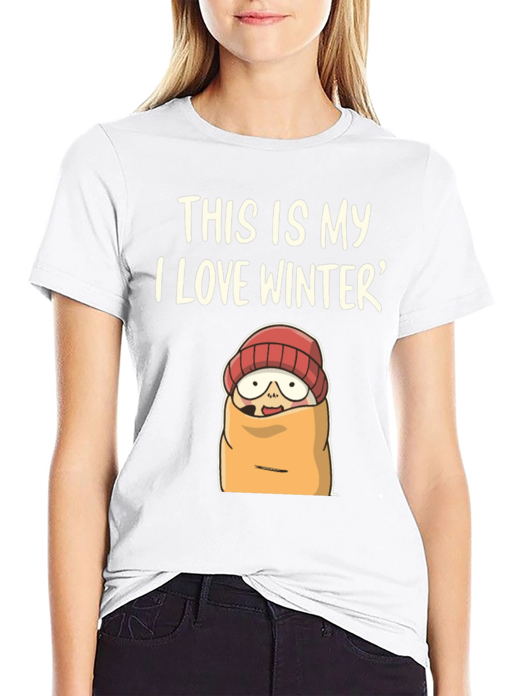 Funny Winter T-Shirt: I Love Winter Cartoon Graphic Tee
