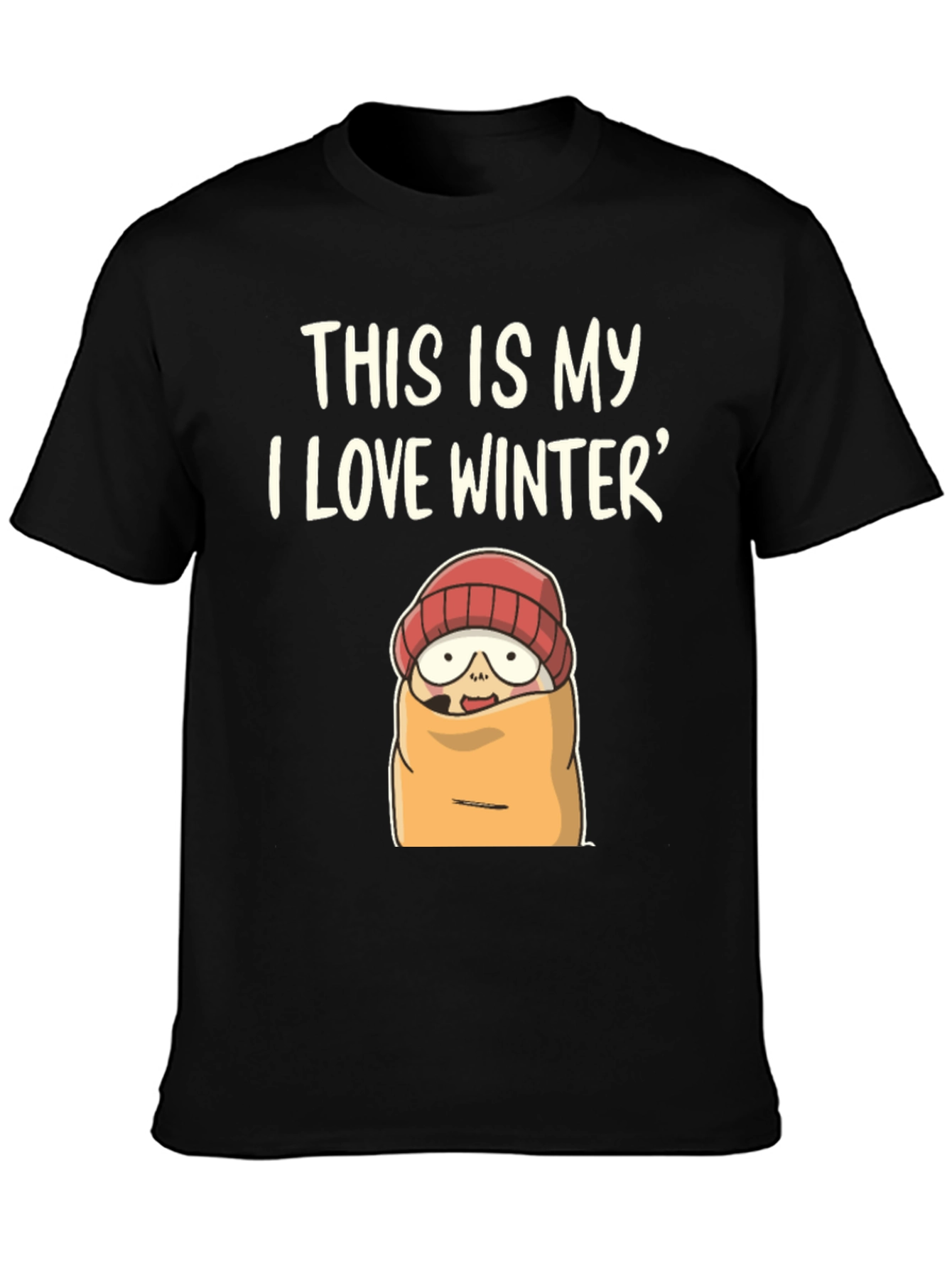 Funny Winter T-Shirt: I Love Winter Cartoon Graphic Tee