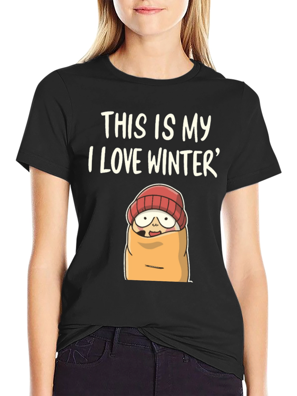 Funny Winter T-Shirt: I Love Winter Cartoon Graphic Tee
