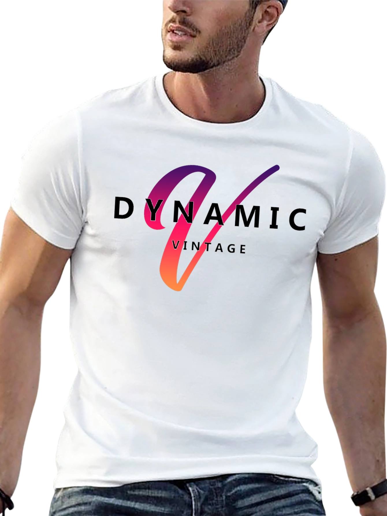 Dynamic Vintage Gradient Letter T-Shirt